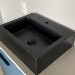 Cuba Pia de Apoio para Banheiro 44,5x36,5cm Quadra Preto Fosco - 1