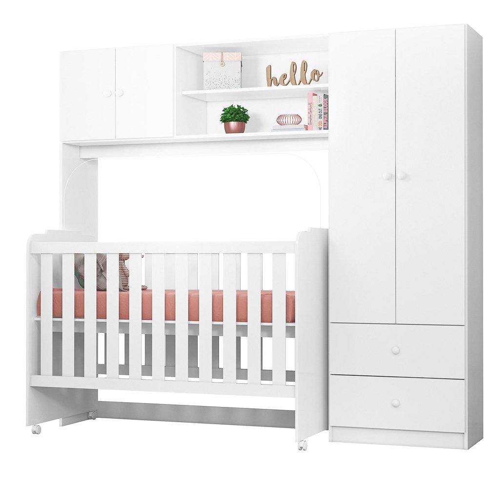 Quarto Infantil Berço Rodizio Guarda-roupas Sophia 100% Mdf