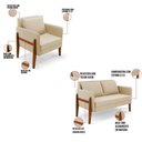Ver imagem 5 de Kit 1 Sofá Namoradeira e 2 Poltronas Lana Suede Bege Base de Madeira - D’Rossi