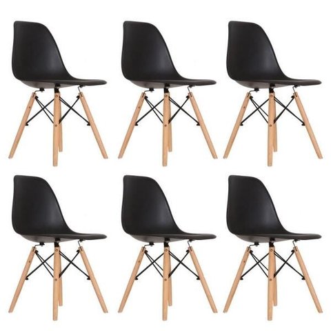 Kit 6 Cadeiras Eames Preta