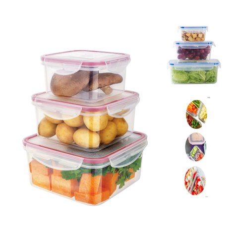 Kit 3 Potes Herméticos Profissional Freezer Ao Microondas Multitamanhos Organizador Cozinha