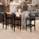 Ver imagem 2 de Kit 05 Banquetas Alta Para Cozinha Madeira Fixa Betta L02 Preto Couríssimo Preto - Lyam Decor