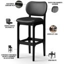 Ver imagem 4 de Kit 05 Banquetas Alta Para Cozinha Madeira Fixa Betta L02 Preto Couríssimo Preto - Lyam Decor