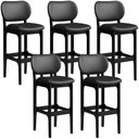 Ver imagem 1 de Kit 05 Banquetas Alta Para Cozinha Madeira Fixa Betta L02 Preto Couríssimo Preto - Lyam Decor