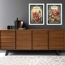 Ver imagem 2 de Kit 2 Quadros Decorativos Flores Vintage 33x24cm - com Vidro:moldura Branca