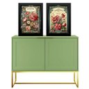 Ver imagem 1 de Kit 2 Quadros Decorativos Flores Vintage 33x24cm - com Vidro:moldura Branca
