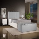 Ver imagem 2 de Kit Cabeceira Cama Box Solteiro 100cm e Calçadeira Recamier Baú Dália W01 Linho Cinza - Lyam