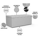 Ver imagem 7 de Kit Cabeceira Cama Box Solteiro 100cm e Calçadeira Recamier Baú Dália W01 Linho Cinza - Lyam