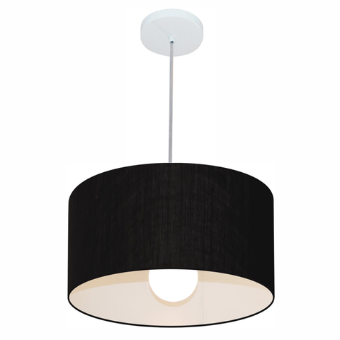 Lustre Pendente Cilíndrico Vivare Md-4031 Cúpula em Tecido 40x21cm - Bivolt - Preto - Bivolt