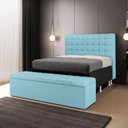 Ver imagem 1 de Cabeceira Rana e Calçadeira Alpha 160 para Cama Queen A-043 Couro Azul Bebê Aradecor