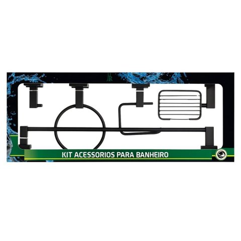 Kit para Banheiro Prime Preto Fosco 5 Peças - Jr Metais