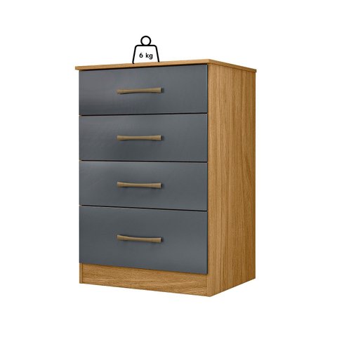 Cômoda Ms913 Organizadora Roupa para Quarto 4 Gavetas - Freijó/cinza