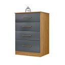 Ver imagem 1 de Cômoda Ms913 Organizadora Roupa para Quarto 4 Gavetas - Freijó/cinza