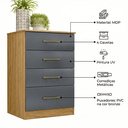Ver imagem 4 de Cômoda Ms913 Organizadora Roupa para Quarto 4 Gavetas - Freijó/cinza