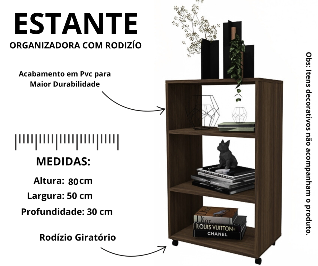 Estante Organizadora com Rodízios Cor Freijó - 3