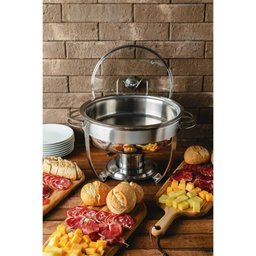 Rechaud Tramontina Redondo em Aço Inox Banho Maria com Suporte para Tampa e Fogareiro 4,3 L - 3