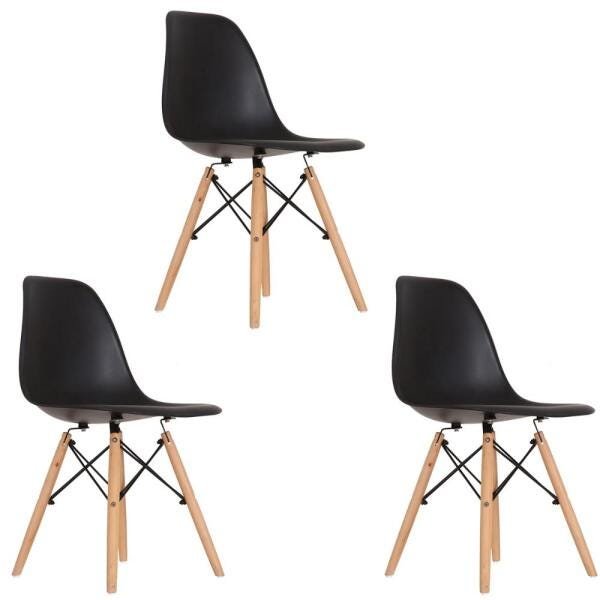 Kit 3 Cadeiras Eames Preta