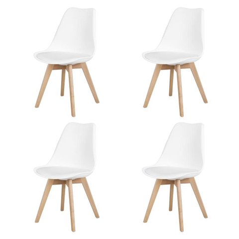 Kit 4 Cadeiras Mesa Sala de Jantar Saarinen Design Leda Wood Branca