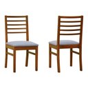 Ver imagem 4 de Kit 2 Cadeiras Tiê Madeira Maciça Encosto Ripado - Amêndoa - Assento Estof. Linho Cinza Mescla Imp.