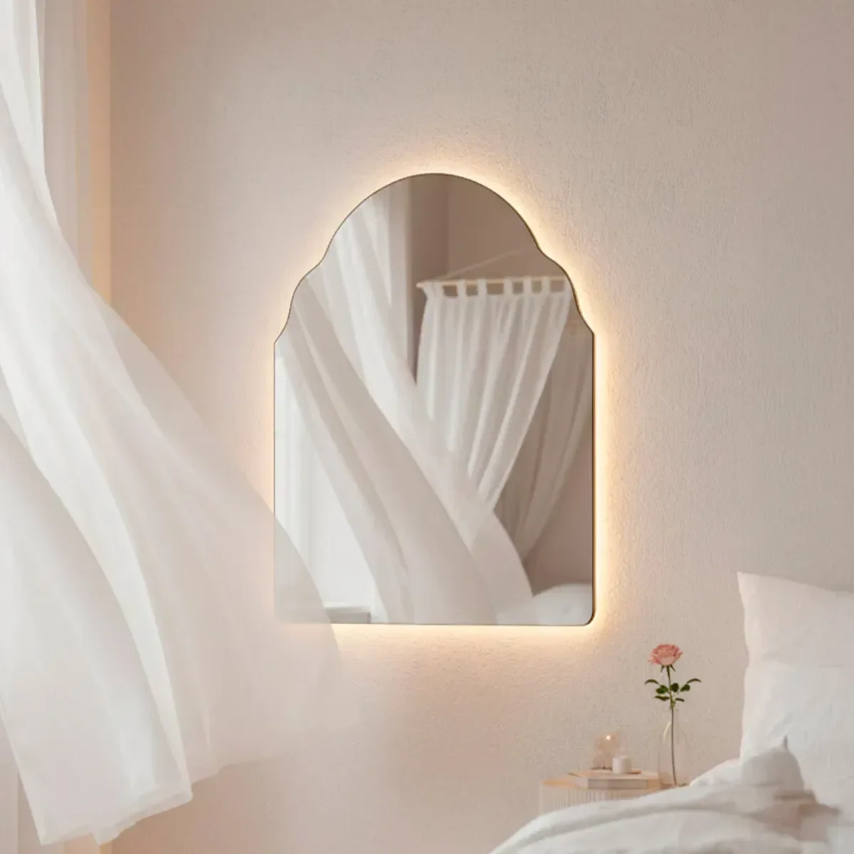 Espelho Decorativo de Parede Orgânico com Led Frio 55x75 Sala Quarto Banheiro Hall Mod. Marrocos