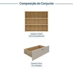 Módulo 70x60 3 Gavetas Frame Cabecasa madeiramadeira - 3