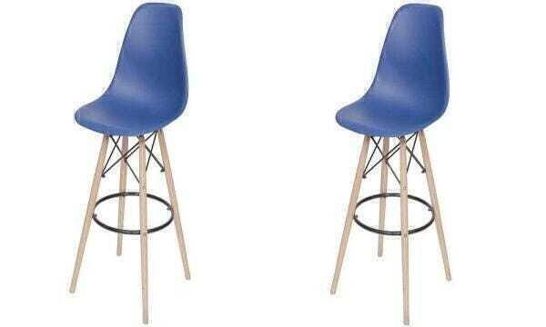 Conjunto Com 2 Banquetas Eames Azul Marinho Madeiramadeira