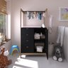 Cômoda De Bebê Fraldário Com Cabideiro E Gavetas Guarda Roupa Infantil Trocador Preto - 8