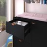 Cômoda De Bebê Fraldário Com Cabideiro E Gavetas Guarda Roupa Infantil Trocador Preto - 4