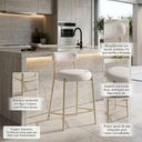 Ver imagem 4 de Banqueta Cozinha Alta com Encosto Industrial Champanhe Kit 2 Londres PU D03 - D'Rossi