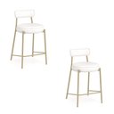 Ver imagem 2 de Banqueta Cozinha Alta com Encosto Industrial Champanhe Kit 2 Londres Pu D03 - D'Rossi