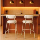 Ver imagem 1 de Banqueta Cozinha Alta com Encosto Industrial Champanhe Kit 2 Londres Pu D03 - D'Rossi