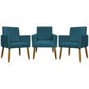 Ver imagem 1 de Kit 3 Poltronas Decorativas Confortáveis Mari - Azul-marinho Suede