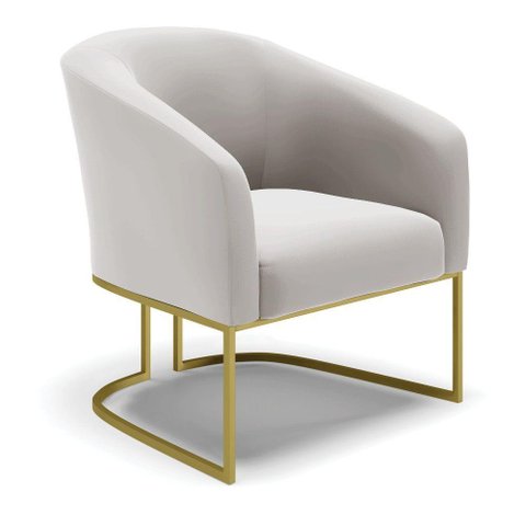Cadeira Sala de Jantar Base Industrial Dourado Stella Veludo D03 - D'Rossi Cor Cinza