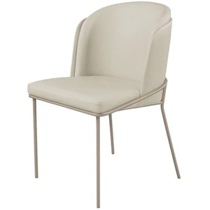 Cadeira Aurora Couro Pérola Metal Champanhe