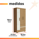 Ver imagem 3 de Guarda Roupas Solteiro 3 Portas 2 Gavetas Coimbra Atacama / Off White Aramóveis