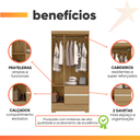 Ver imagem 4 de Guarda Roupas Solteiro 3 Portas 2 Gavetas Coimbra Atacama / Off White Aramóveis