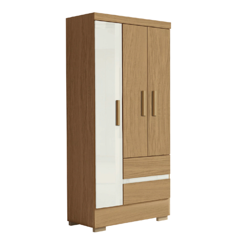 Guarda Roupas Solteiro 3 Portas 2 Gavetas Coimbra Atacama / Off White Aramóveis