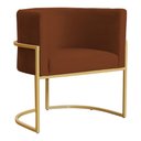 Ver imagem 1 de Poltrona Decorativa Sala de Estar Luana Base Gold Veludo Terracota - Montanaris Decor Md Montanaris