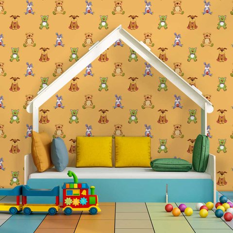 Papel de Parede Infantil - Bichinhos de Pelúcia Arte Destaque 3 Metros
