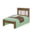 Ver imagem 2 de Cama Rai Solteiro com Cabeceira com Detalhes Cromados 100% Mdf e Estrado em Madeira Cor Jequitiba/of