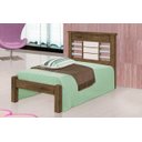Ver imagem 1 de Cama Rai Solteiro com Cabeceira com Detalhes Cromados 100% Mdf e Estrado em Madeira Cor Jequitiba/of