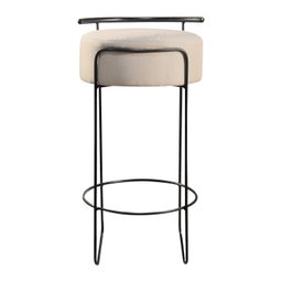 Banqueta Olivia em Linho e Base Metal Preto Agarb Decor:linho Bege Claro - 2
