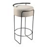 Banqueta Olivia em Linho e Base Metal Preto Agarb Decor:linho Bege Claro - 1