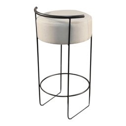 Banqueta Olivia em Linho e Base Metal Preto Agarb Decor:linho Bege Claro - 3
