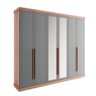 Roupeiro Capri 6 Portas Mdp 2,63m C/ Espelho Carraro Fre Tit Cor:freijó com Cinza Titânio - 3