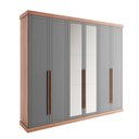 Ver imagem 3 de Roupeiro Capri 6 Portas Mdp 2,63m C/ Espelho Carraro Fre Tit Cor:freijó com Cinza Titânio