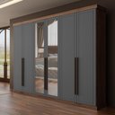 Ver imagem 2 de Roupeiro Capri 6 Portas Mdp 2,63m C/ Espelho Carraro Fre Tit Cor:freijó com Cinza Titânio