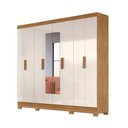 Ver imagem 4 de Guarda Roupa Casal Enzo 8 Portas de Bater 4 Gavetas com Espelho Freijó - Off White Moval Móveis