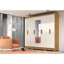 Ver imagem 3 de Guarda Roupa Casal Enzo 8 Portas de Bater 4 Gavetas com Espelho Freijó - Off White Moval Móveis