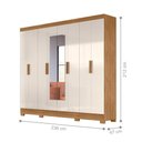 Ver imagem 5 de Guarda Roupa Casal Enzo 8 Portas de Bater 4 Gavetas com Espelho Freijó - Off White Moval Móveis